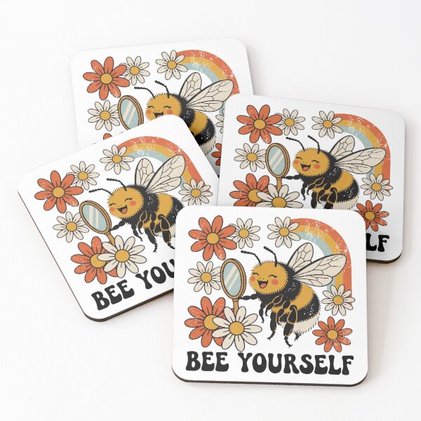 Item preview, Bee Yourself Cute Bumblebee Mirror Retro Daisy Rainbow Pun designed and sold by Per My Last Nerve Studio.