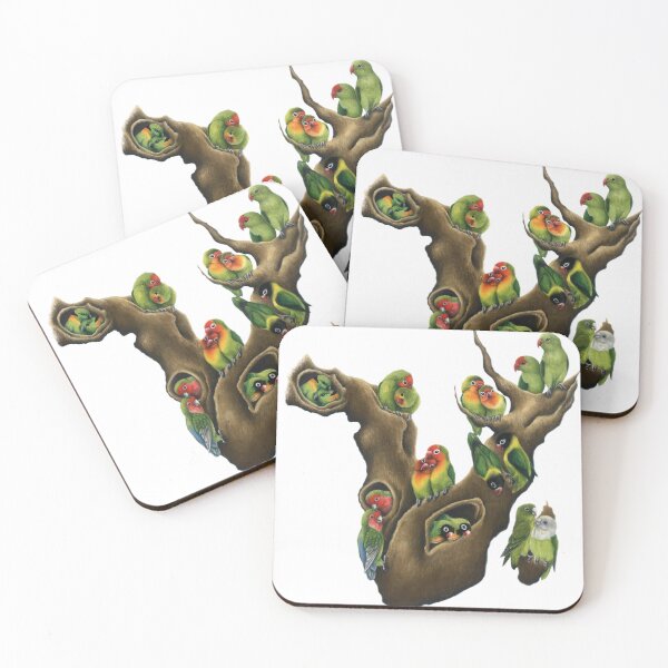 Item preview, Tree of the 9 Species of Lovebirds (Agapornis) – Realistic Wildlife Illustration designed and sold by Chouetteplanete.