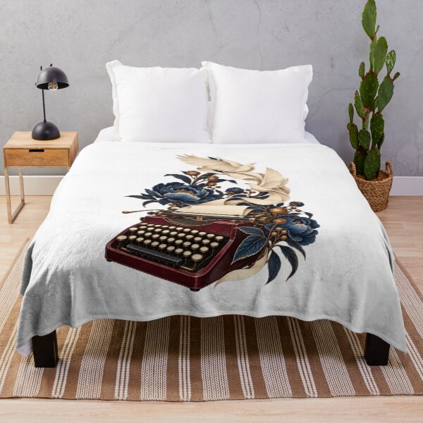 Item preview, Poet Typewriter Peonies and Midnight Words designed and sold by TeNovaStudio.