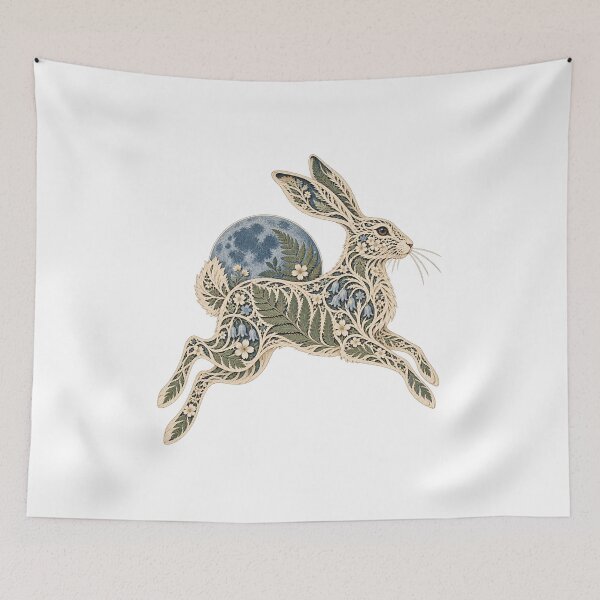 Item preview, Moon Hare Lace Fern Woodland Silhouette designed and sold by TeNovaStudio.