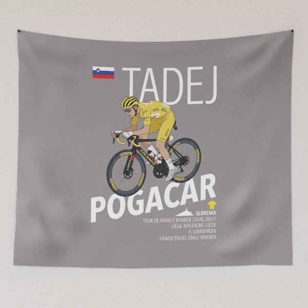 Item preview, Tadej Pogacar Cycling Illustration Yellow Jersey-35 designed and sold by MatthiasSzam.