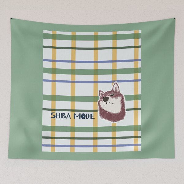 Item preview, Light Geen plaid with Purple Shiba Inu designed and sold by ShibaCruise-On.
