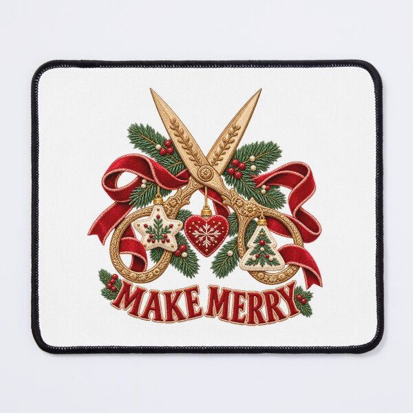 Item preview, Christmas Scissors Ribbon Make Merry designed and sold by TeNovaStudio.