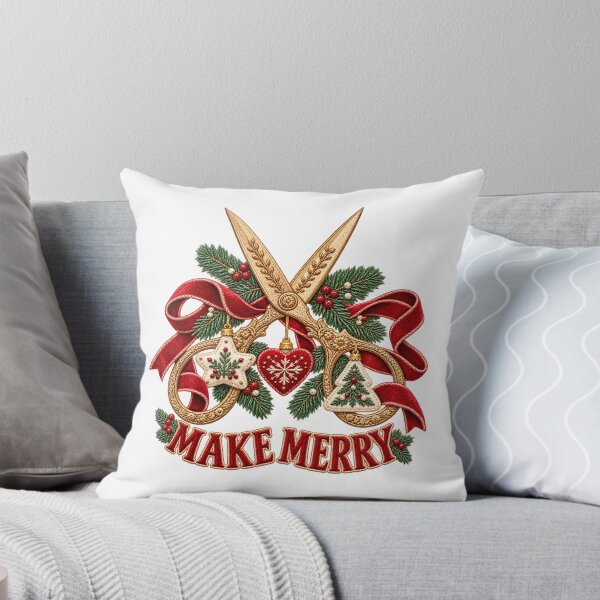 Item preview, Christmas Scissors Ribbon Make Merry designed and sold by TeNovaStudio.