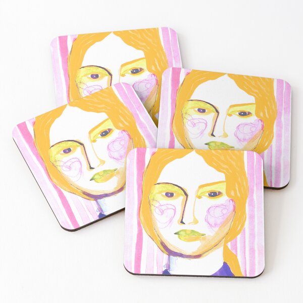 Item preview, Blonde woman with blue collar in expressionist style designed and sold by Colorgesmil.