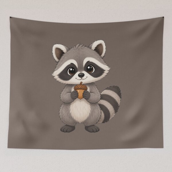 Item preview, Cute Baby Raccoon with Acorn- Cute Woodland Animal designed and sold by All About DigiCraft by Fedelina.