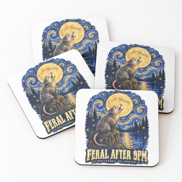 Item preview, Feral After 9PM Opossum Starry Night - Funny Howling Possum Art designed and sold by Driesman.