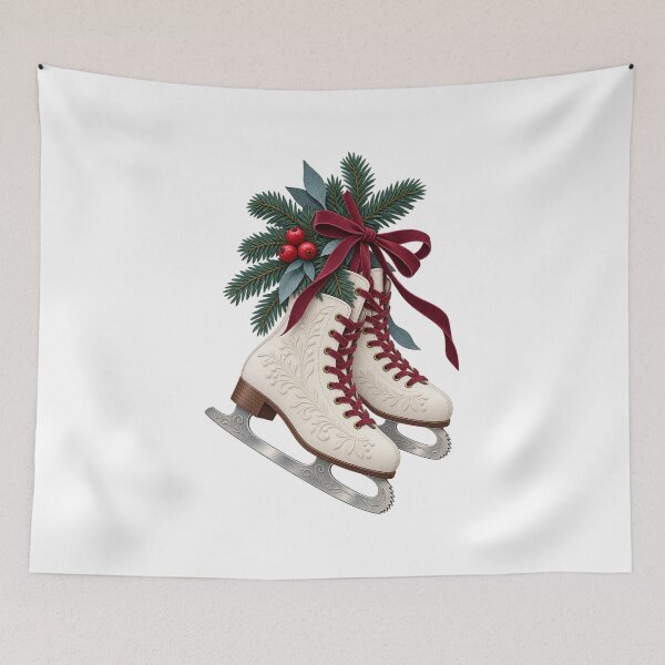 Item preview, Winter Ice Skates Silver Blades and Holly designed and sold by TeNovaStudio.