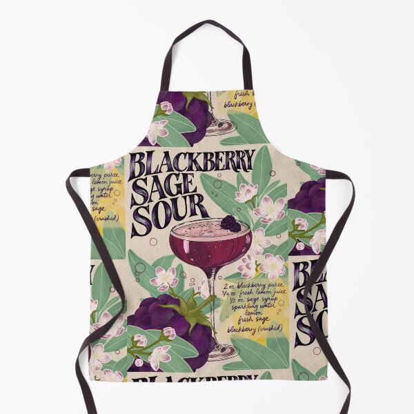Item preview, Blackberry Sage Sour Mocktail Recipe Poster, Hand-Illustrated Botanical Cocktail Art designed and sold by LaPolilladPapel.