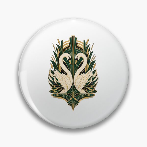 Item preview, Art Deco Swans Emerald Reflection designed and sold by TeNovaStudio.