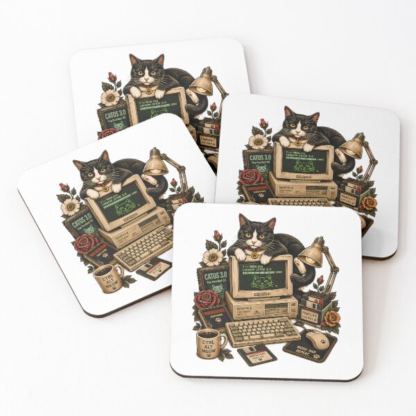 Item preview, Retro Computer Cat Coding Geek designed and sold by Old's Cool Cat Studio.