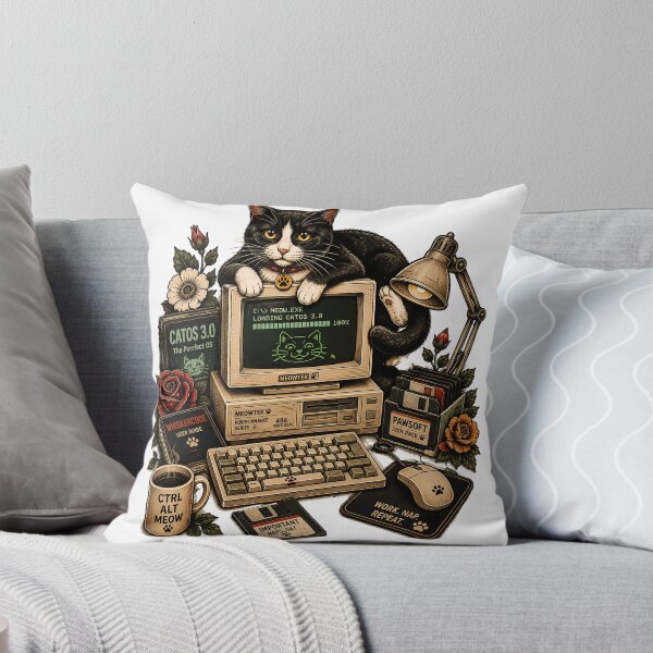 Item preview, Retro Computer Cat Coding Geek designed and sold by Old's Cool Cat Studio.