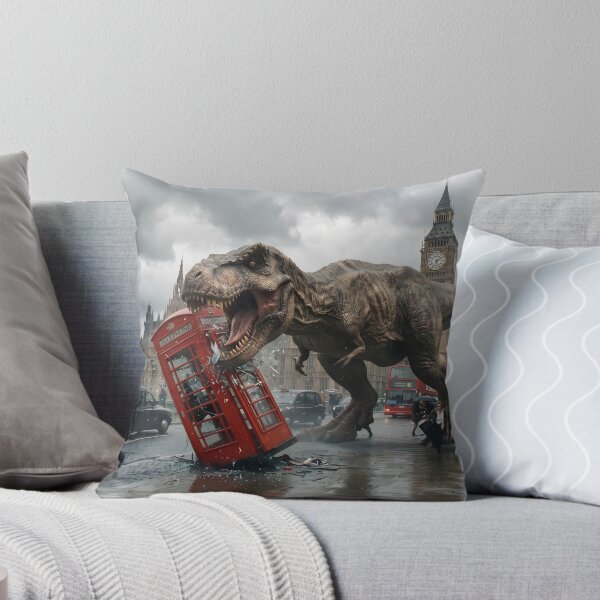 Item preview, Dinosaur in London: Realistic T-Rex Biting Red Telephone Booth designed and sold by TeeBeeDesigns.