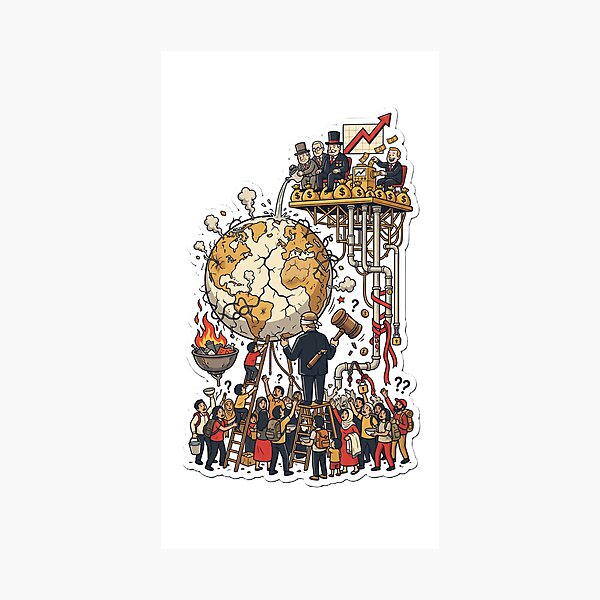 Item preview, Cracking Earth Inequality Crisis Modern Dark Reality Satire Sticker designed and sold by Prism-Bubble.