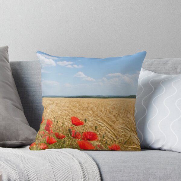 Item preview, Summer Poppies in Golden Wheat Field – Blue Sky Countryside Landscape Photography designed and sold by ThatSurreyLife.