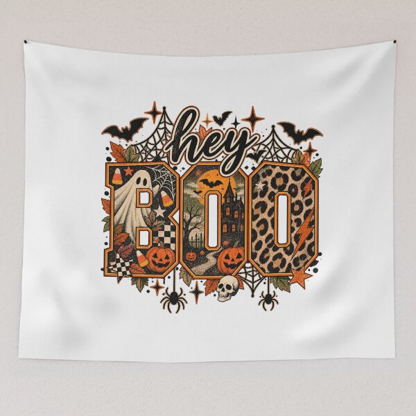 Item preview, Halloween Patchwork Lettering with Ghost and Pumpkins designed and sold by Chaya Reid.