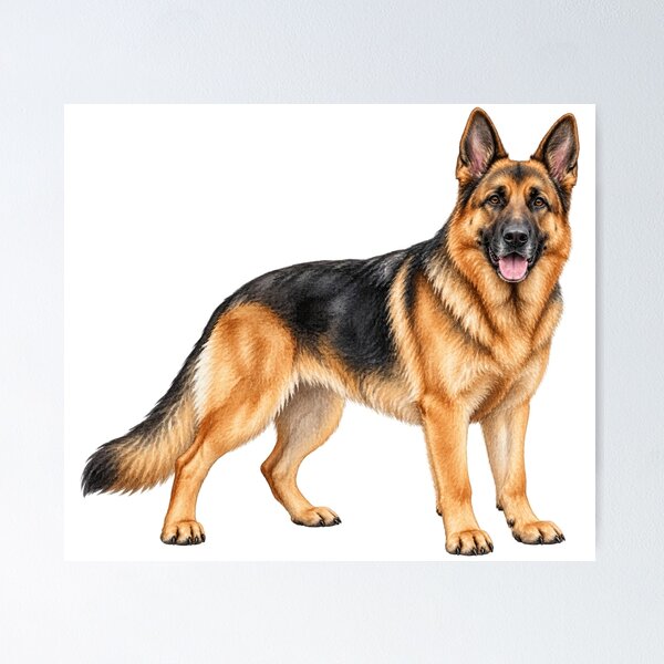 Item preview, German Shepherd Watercolour Artwork designed and sold by popsloganmerch.