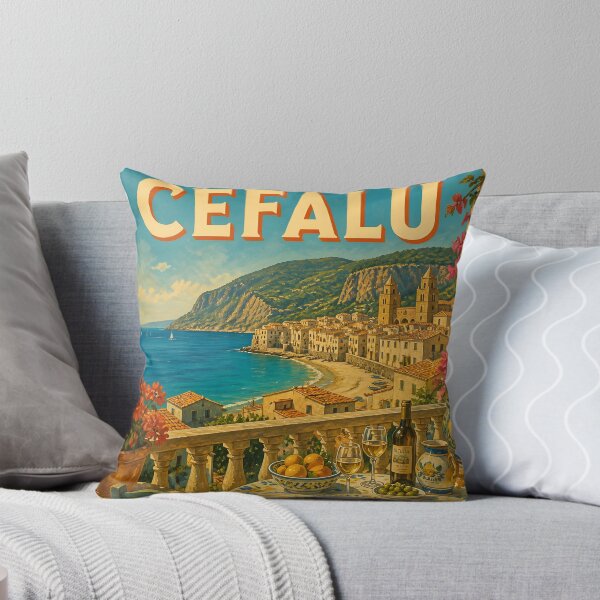 Item preview, Cefalù Sicily – Painterly Vintage Mediterranean Travel Poster designed and sold by LSVart.