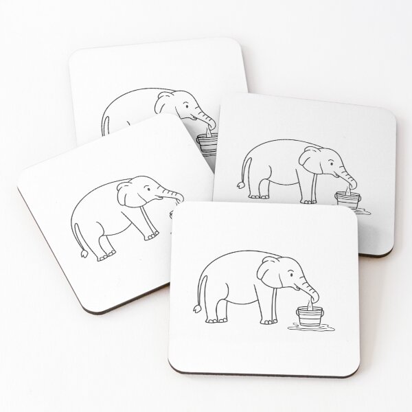 Item preview, An elephant drinks in the zoo near a bucket designed and sold by rasagamastore.