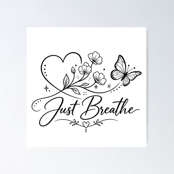 Item preview, Just Breathe – Elegant Floral Butterfly Coloring Design with Inspirational Quote designed and sold by IrhaArts.
