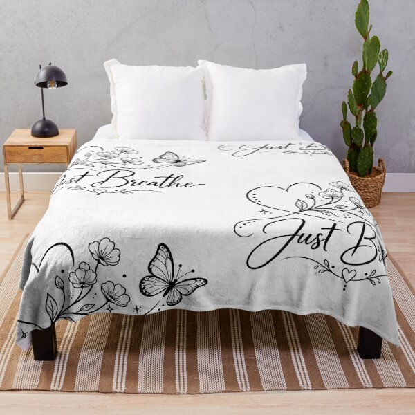 Item preview, Just Breathe – Elegant Floral Butterfly Coloring Design with Inspirational Quote designed and sold by IrhaArts.