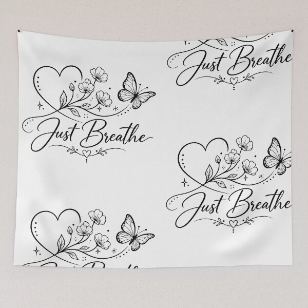 Item preview, Just Breathe – Elegant Floral Butterfly Coloring Design with Inspirational Quote designed and sold by IrhaArts.