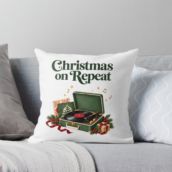 Item preview, Christmas on Repeat – Vintage Vinyl Record Player Illustration designed and sold by CheersTOGETHER.