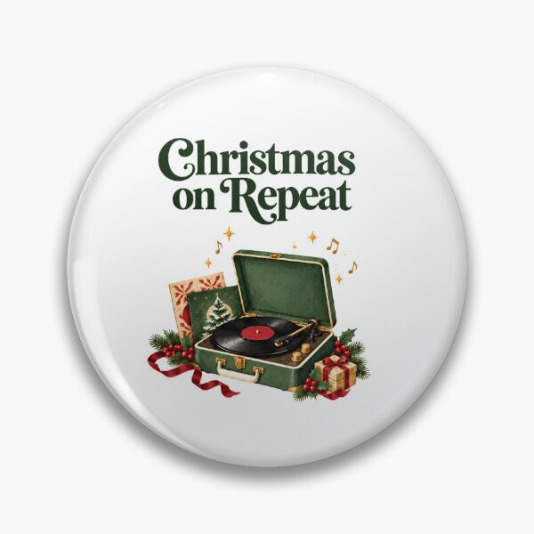 Item preview, Christmas on Repeat – Vintage Vinyl Record Player Illustration designed and sold by CheersTOGETHER.