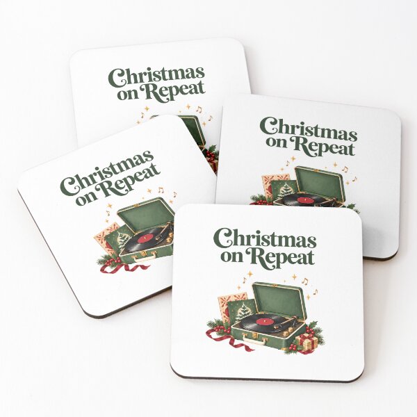 Item preview, Christmas on Repeat – Vintage Vinyl Record Player Illustration designed and sold by CheersTOGETHER.