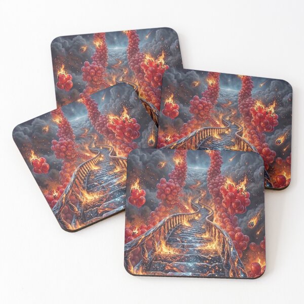 Item preview, Flaming Cosmic Stairway Red Balloons Pop Surrealism designed and sold by Rain-Road.