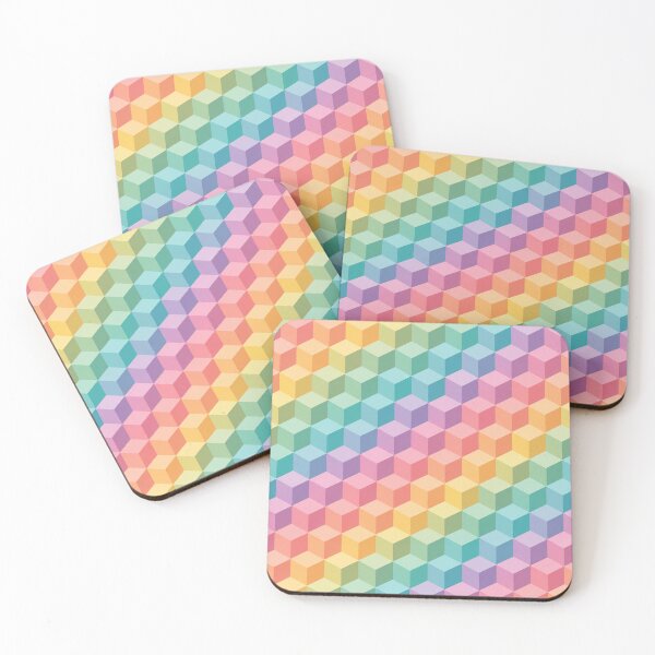 Item preview, Pastel Rainbow Cubes – Boho Geometric Honeycomb Pattern designed and sold by Paper-Pickle.