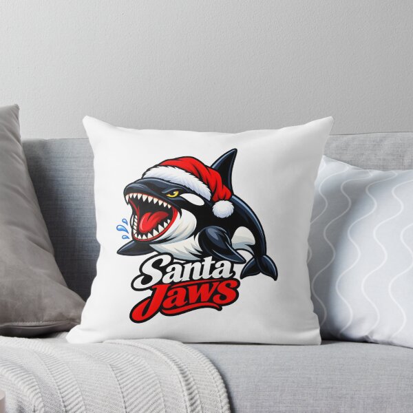 Item preview, Santa Jaws Orca in Christmas Hat designed and sold by ROARSOME DESiGNS.