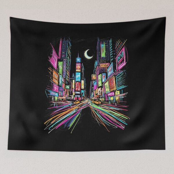 Item preview, Neon City Night Street Art Urban Skyline designed and sold by dudelinart.
