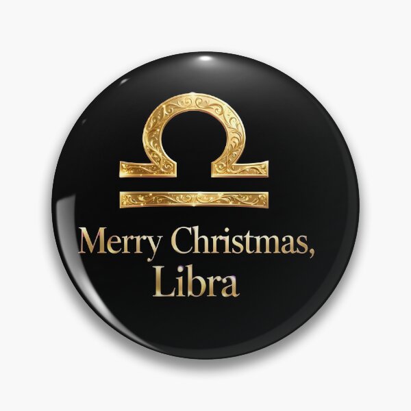 Item preview, Merry Christmas Libra Golden Zodiac Symbol designed and sold by Zodiac Celestial Art.