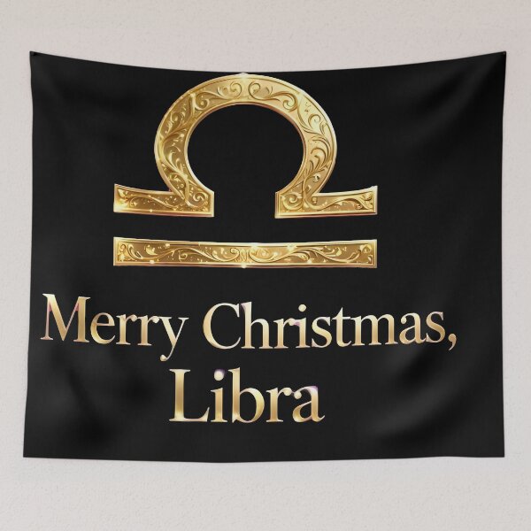 Item preview, Merry Christmas Libra Golden Zodiac Symbol designed and sold by Zodiac Celestial Art.