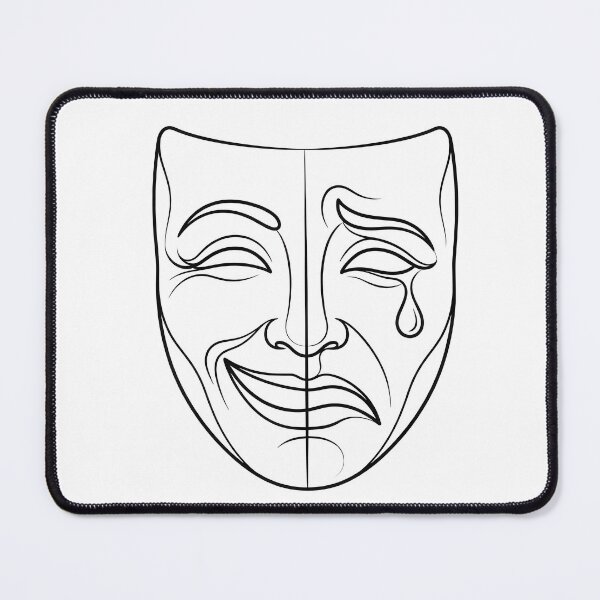 Item preview, Comedy and Tragedy Theater Masks Line Art designed and sold by Sybille-Yates.