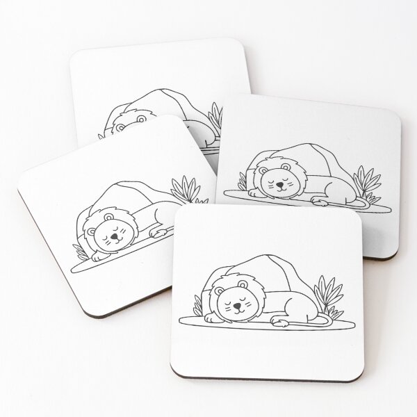 Item preview, A lion rests near a rock inside the zoo designed and sold by rasagamastore.