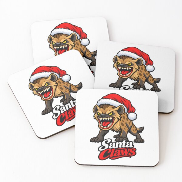 Item preview, Santa Claws Hyena in Christmas Hat designed and sold by ROARSOME DESiGNS.