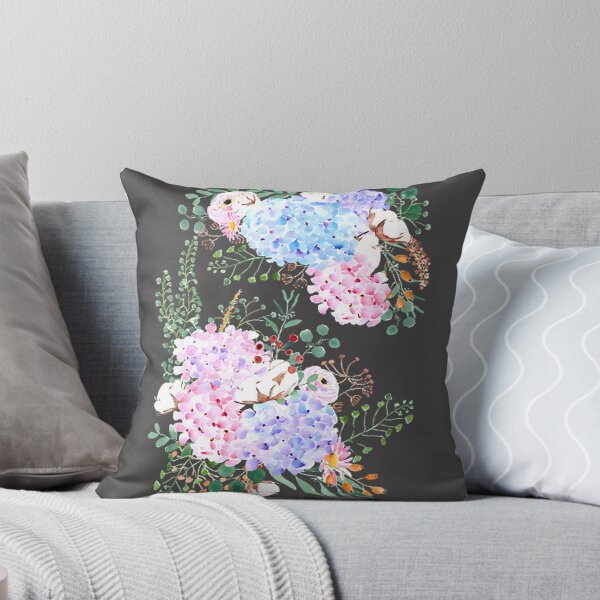 Item preview, Vintage Hydrangea Arrangement Watercolor Floral Art Print designed and sold by Nexus55.