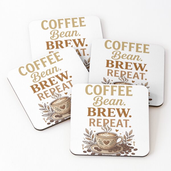 Item preview, Coffee Bean Brew Repeat Vintage Dark Espresso Design designed and sold by Salma.Store.