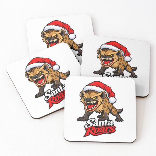 Item preview, Santa Roars Hyena in Christmas Hat designed and sold by ROARSOME DESiGNS.