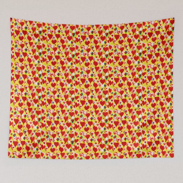 Item preview, Ukraine Red Hearts Pop Art Abstract Yellow Canvas designed and sold by Каленчук Арт.