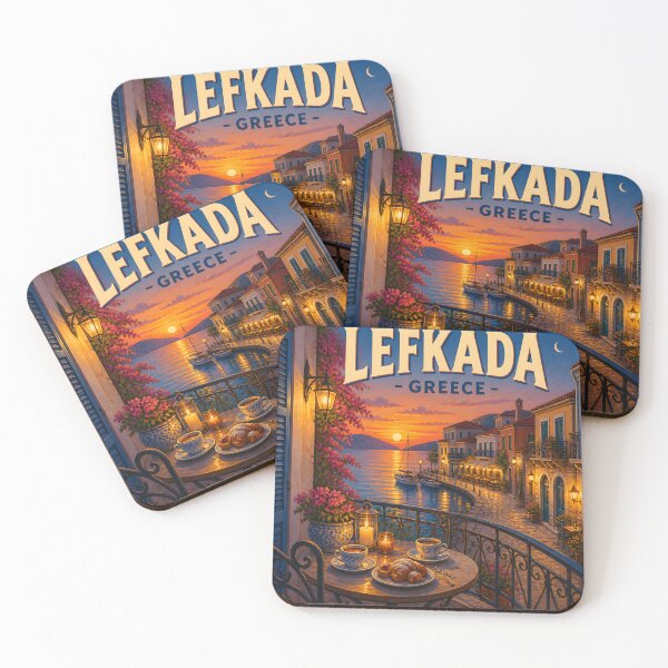 Item preview, Lefkada Harbour Balcony – Vintage Greek Travel Poster designed and sold by LSVart.