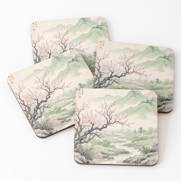 Item preview, Spring Flower Garden Chinese Ink Wash Painting designed and sold by catelineolison.