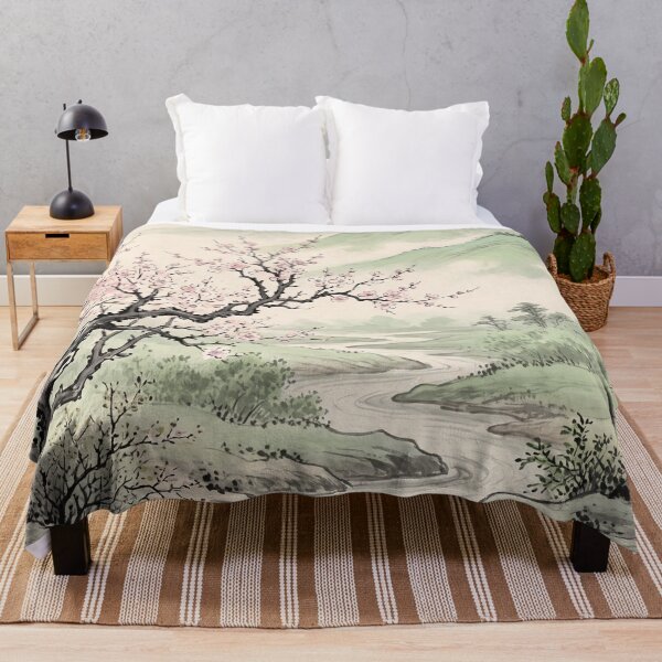 Item preview, Spring Flower Garden Chinese Ink Wash Painting designed and sold by catelineolison.
