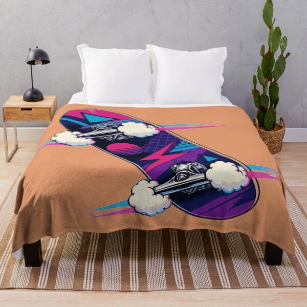 Item preview, Retro Skateboard Neon Cloud Wheels Synthwave 80s Skate Design designed and sold by KungPowUnicorn.
