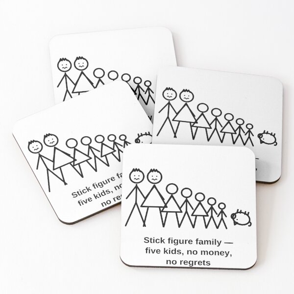 Item preview, Stick Figure Family Five Kids No Money No Regrets designed and sold by porchswings.