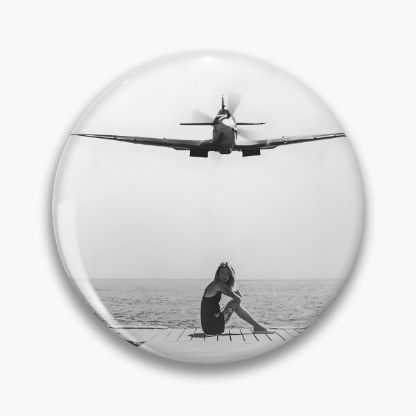 Item preview, Steady As She Goes; spitfire aircraft coming in for an island landing black and white photography photographs photograph designed and sold by Astrid Arkhangelsky.
