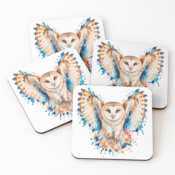 Item preview, Colorful Watercolor Barn Owl Portrait designed and sold by gkhanco.