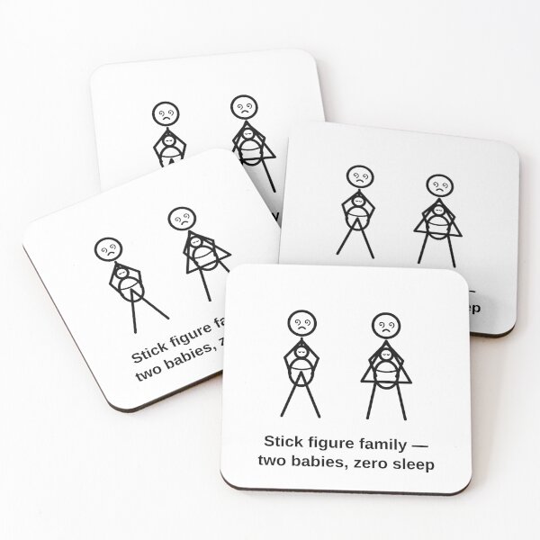 Item preview, Stick Figure Family Two Babies Zero Sleep designed and sold by porchswings.
